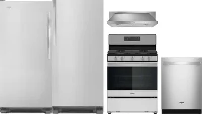 5 Piece Package Includes Refrigerator, Freezer, Range, Hood And Dishwasher