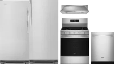 5 Piece Package Includes Refrigerator, Freezer, Range, Hood And Dishwasher