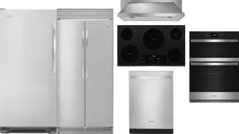 6 Piece Package Includes Refrigerator, Freezer, Cooktop, Wall Oven, Hood And Dishwasher