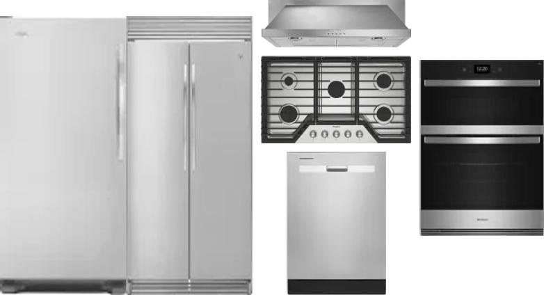 6 Piece Package Includes Refrigerator, Freezer, Cooktop, Wall Oven, Hood And Dishwasher