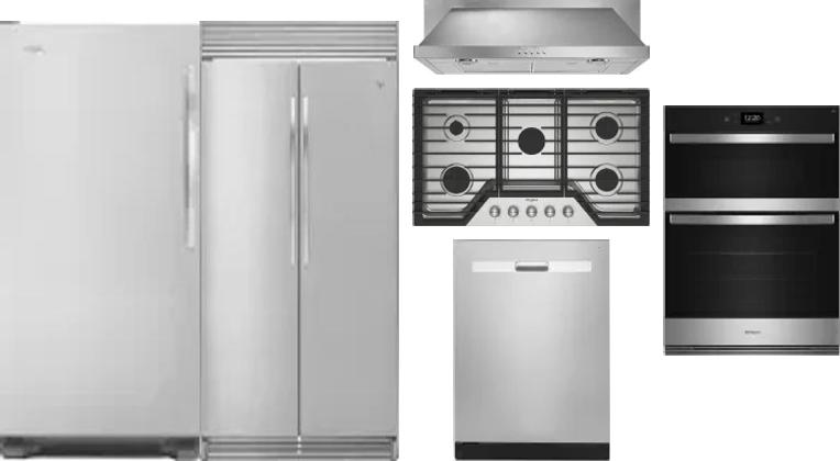 6 Piece Package Includes Refrigerator, Freezer, Cooktop, Wall Oven, Hood And Dishwasher