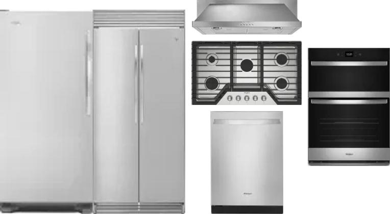 6 Piece Package Includes Refrigerator, Freezer, Cooktop, Wall Oven, Hood And Dishwasher