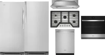 6 Piece Package Includes Refrigerator, Freezer, Cooktop, Wall Oven, Hood And Dishwasher