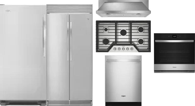 6 Piece Package Includes Refrigerator, Freezer, Cooktop, Wall Oven, Hood And Dishwasher