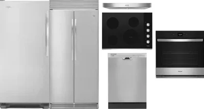6 Piece Package Includes Refrigerator, Freezer, Cooktop, Wall Oven, Hood And Dishwasher
