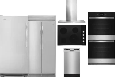 6 Piece Package Includes Refrigerator, Freezer, Cooktop, Wall Oven, Hood And Dishwasher