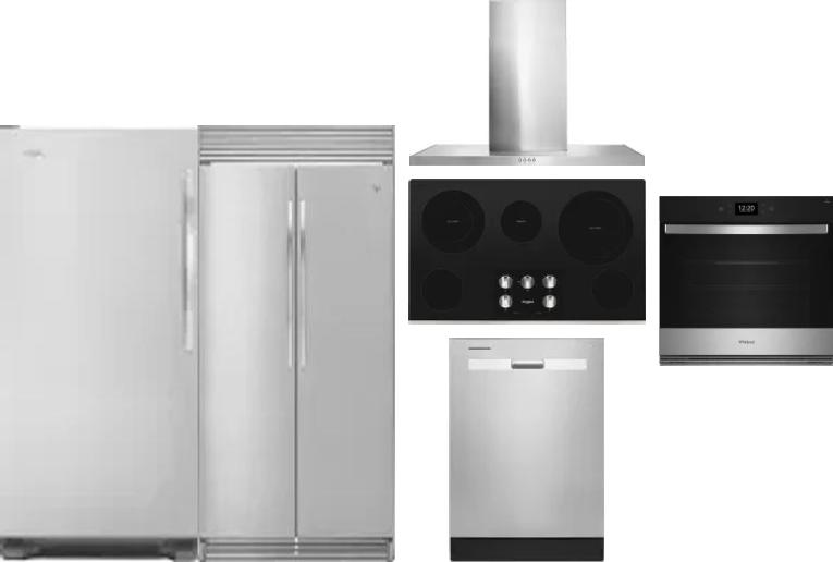 6 Piece Package Includes Refrigerator, Freezer, Cooktop, Wall Oven, Hood And Dishwasher