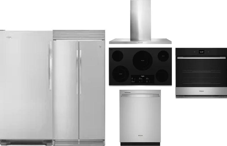 6 Piece Package Includes Refrigerator, Freezer, Cooktop, Wall Oven, Hood And Dishwasher