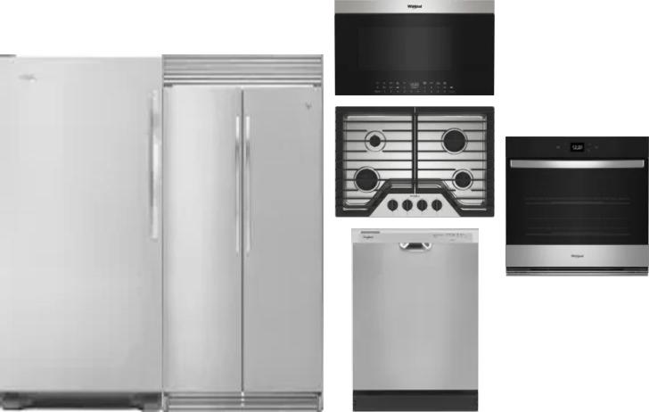 6 Piece Package Includes Refrigerator, Freezer, Cooktop, Wall Oven, Microwave And Dishwasher