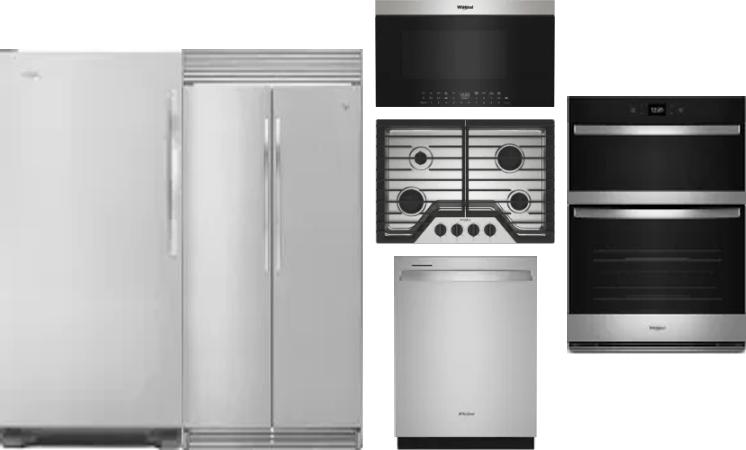 6 Piece Package Includes Refrigerator, Freezer, Cooktop, Wall Oven, Microwave And Dishwasher