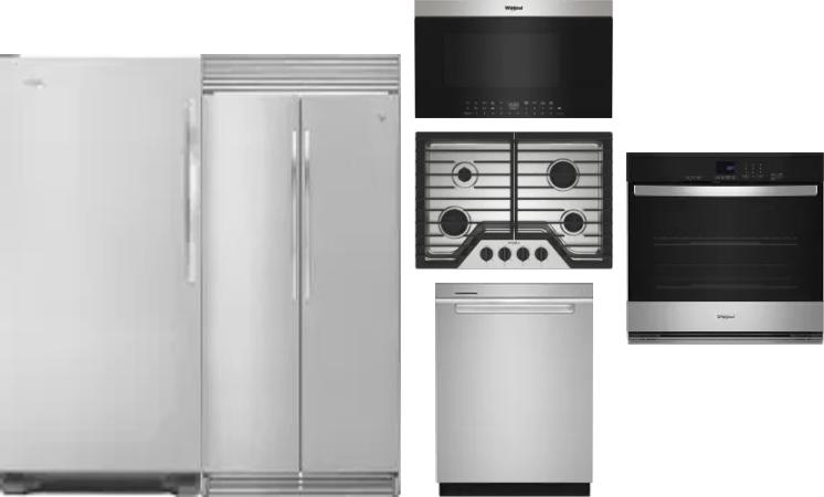6 Piece Package Includes Refrigerator, Freezer, Cooktop, Wall Oven, Microwave And Dishwasher