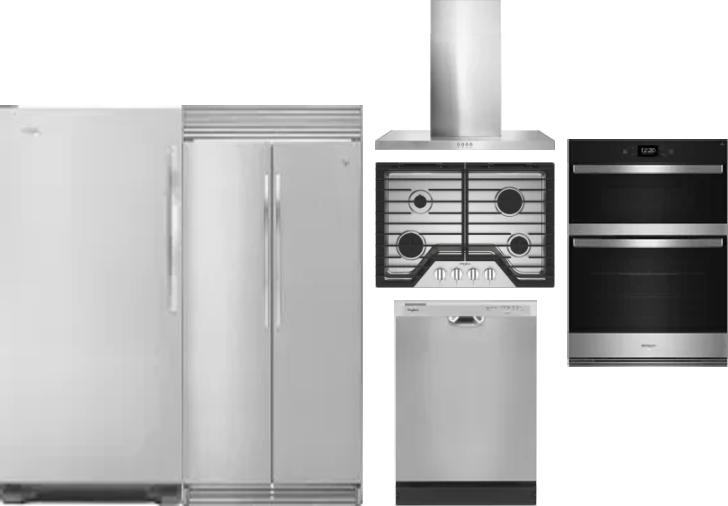 6 Piece Package Includes Refrigerator, Freezer, Cooktop, Wall Oven, Hood And Dishwasher