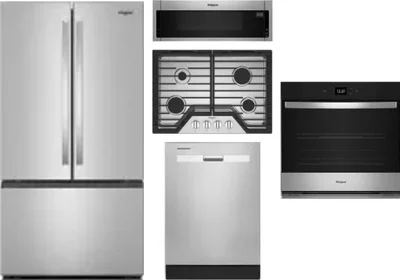 5 Piece Package Includes Refrigerator, Cooktop, Wall Oven, Microwave And Dishwasher
