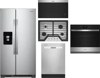 5 Piece Package Includes Refrigerator, Cooktop, Wall Oven, Microwave And Dishwasher
