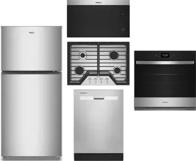 5 Piece Package Includes Refrigerator, Cooktop, Wall Oven, Microwave And Dishwasher