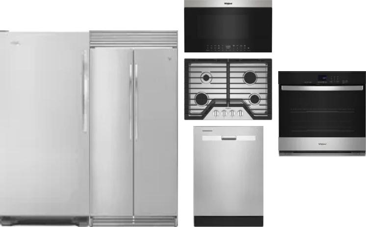 6 Piece Package Includes Refrigerator, Freezer, Cooktop, Wall Oven, Microwave And Dishwasher