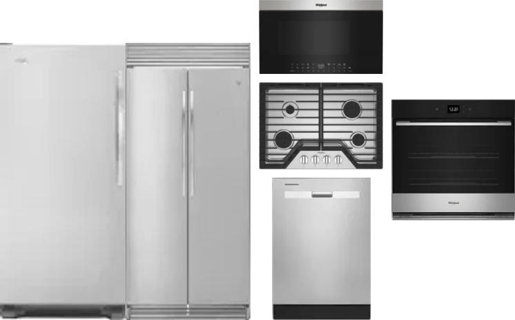 6 Piece Package Includes Refrigerator, Freezer, Cooktop, Wall Oven, Microwave And Dishwasher