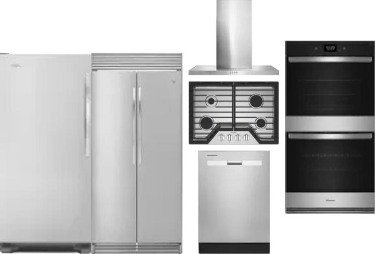 6 Piece Package Includes Refrigerator, Freezer, Cooktop, Wall Oven, Hood And Dishwasher