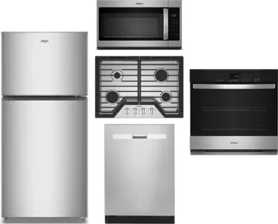 5 Piece Package Includes Refrigerator, Cooktop, Wall Oven, Microwave And Dishwasher
