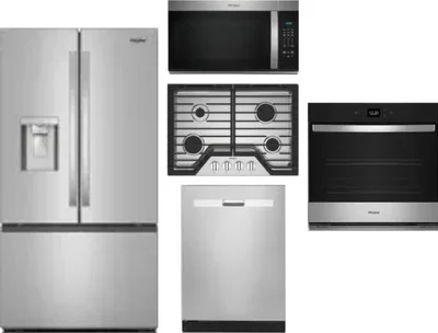 5 Piece Package Includes Refrigerator, Cooktop, Wall Oven, Microwave And Dishwasher