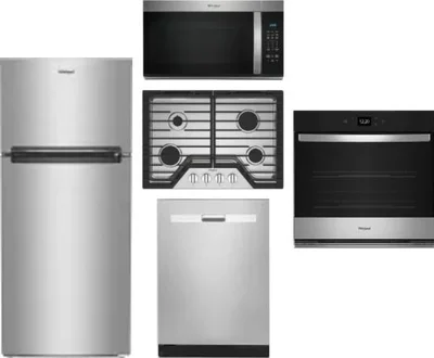 5 Piece Package Includes Refrigerator, Cooktop, Wall Oven, Microwave And Dishwasher