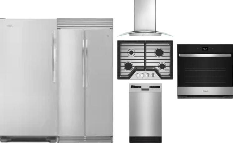 6 Piece Package Includes Refrigerator, Freezer, Cooktop, Wall Oven, Hood And Dishwasher