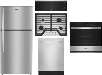 5 Piece Package Includes Refrigerator, Cooktop, Wall Oven, Microwave And Dishwasher