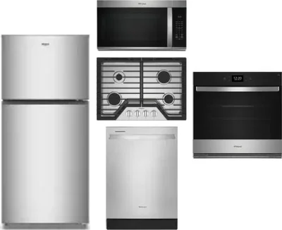 5 Piece Package Includes Refrigerator, Cooktop, Wall Oven, Microwave And Dishwasher