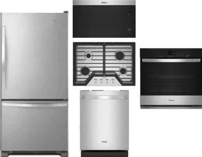 5 Piece Package Includes Refrigerator, Cooktop, Wall Oven, Microwave And Dishwasher