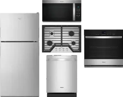 5 Piece Package Includes Refrigerator, Cooktop, Wall Oven, Microwave And Dishwasher