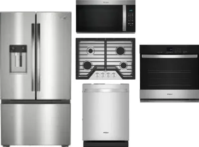 5 Piece Package Includes Refrigerator, Cooktop, Wall Oven, Microwave And Dishwasher