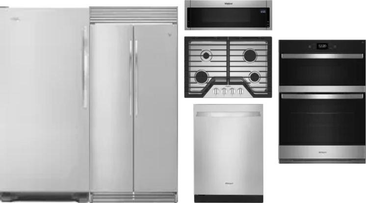 6 Piece Package Includes Refrigerator, Freezer, Cooktop, Wall Oven, Microwave And Dishwasher