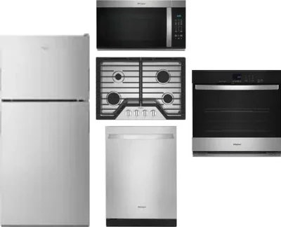 5 Piece Package Includes Refrigerator, Cooktop, Wall Oven, Microwave And Dishwasher
