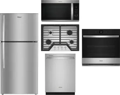 5 Piece Package Includes Refrigerator, Cooktop, Wall Oven, Microwave And Dishwasher