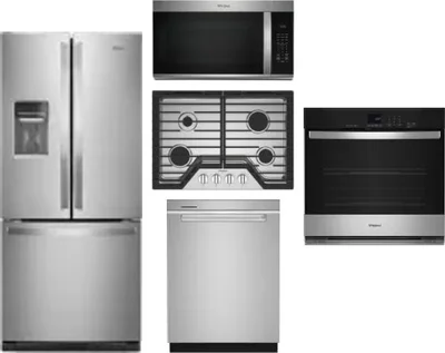 5 Piece Package Includes Refrigerator, Cooktop, Wall Oven, Microwave And Dishwasher