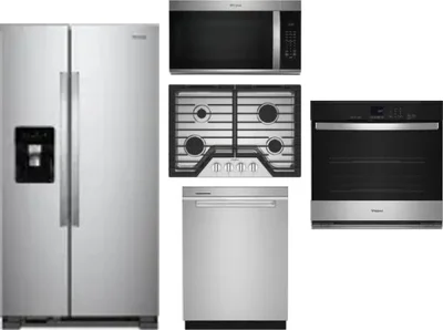 5 Piece Package Includes Refrigerator, Cooktop, Wall Oven, Microwave And Dishwasher