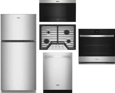 5 Piece Package Includes Refrigerator, Cooktop, Wall Oven, Microwave And Dishwasher
