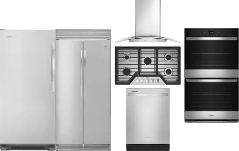6 Piece Package Includes Refrigerator, Freezer, Cooktop, Wall Oven, Hood And Dishwasher