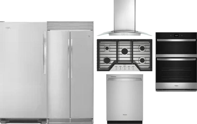 6 Piece Package Includes Refrigerator, Freezer, Cooktop, Wall Oven, Hood And Dishwasher