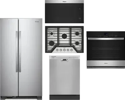 5 Piece Package Includes Refrigerator, Cooktop, Wall Oven, Microwave And Dishwasher