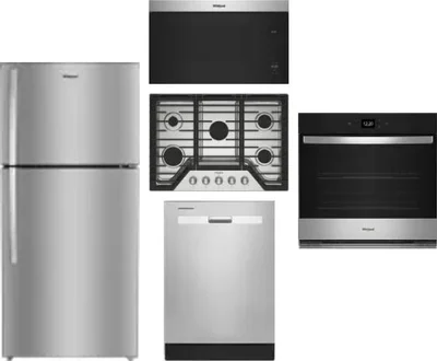5 Piece Package Includes Refrigerator, Cooktop, Wall Oven, Microwave And Dishwasher