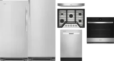 6 Piece Package Includes Refrigerator, Freezer, Cooktop, Wall Oven, Hood And Dishwasher