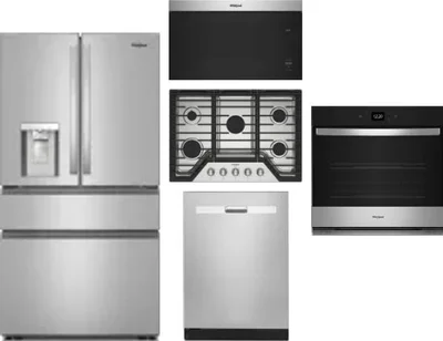 5 Piece Package Includes Refrigerator, Cooktop, Wall Oven, Microwave And Dishwasher