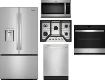 5 Piece Package Includes Refrigerator, Cooktop, Wall Oven, Microwave And Dishwasher