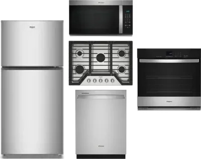 5 Piece Package Includes Refrigerator, Cooktop, Wall Oven, Microwave And Dishwasher