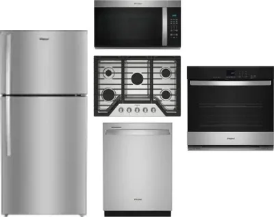 5 Piece Package Includes Refrigerator, Cooktop, Wall Oven, Microwave And Dishwasher