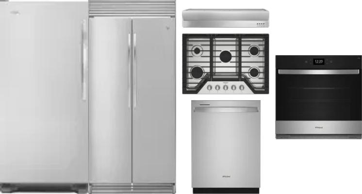 6 Piece Package Includes Refrigerator, Freezer, Cooktop, Wall Oven, Hood And Dishwasher