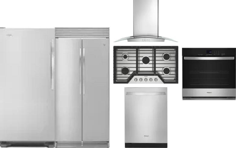 6 Piece Package Includes Refrigerator, Freezer, Cooktop, Wall Oven, Hood And Dishwasher