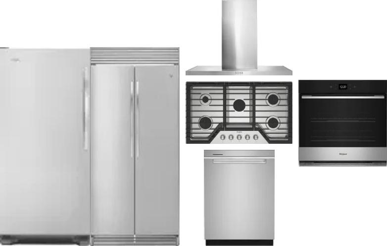 6 Piece Package Includes Refrigerator, Freezer, Cooktop, Wall Oven, Hood And Dishwasher
