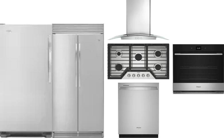 6 Piece Package Includes Refrigerator, Freezer, Cooktop, Wall Oven, Hood And Dishwasher